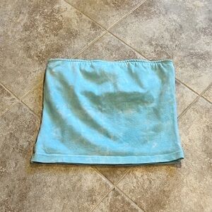 Moda International blue white tie dye crop tube top size small